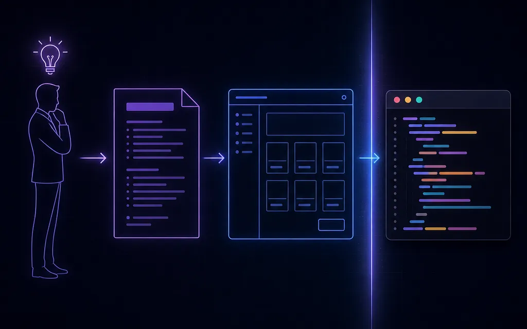 From an idea to scoping, spec, UI mockup, and finally handing off to code